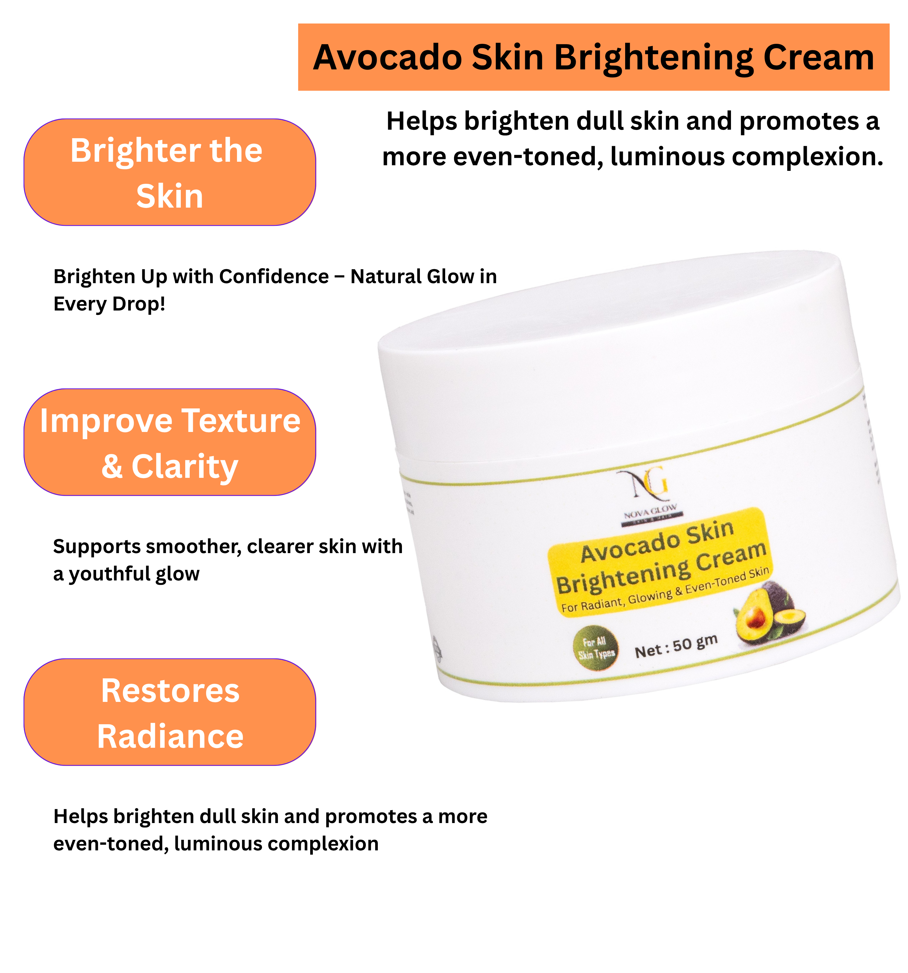 Avocado Skin Brightening Cream  50g