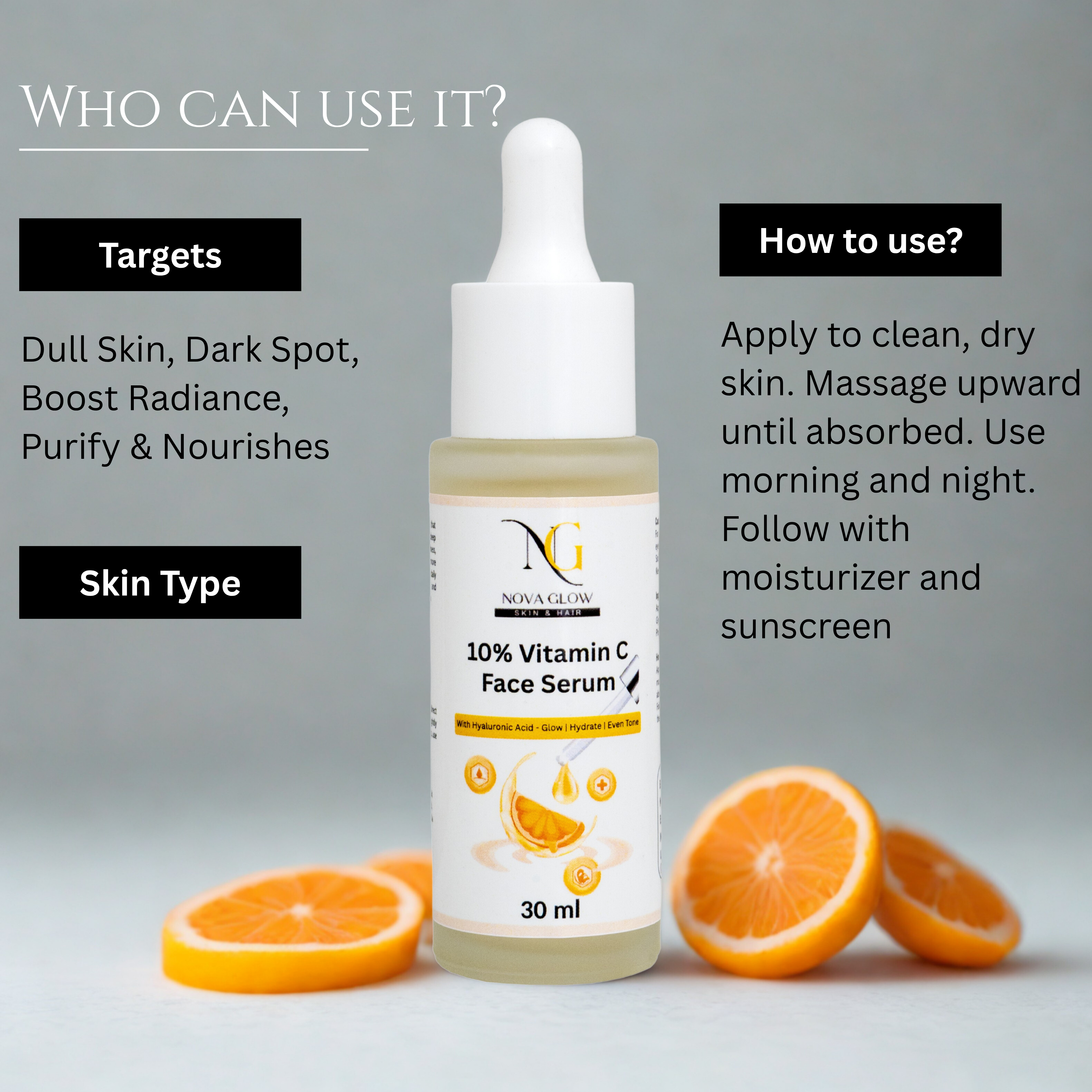 10% Vitamin C Face Serum with Hyaluronic Acid  30ml